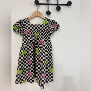 All Small co. Checkered Dress with Floral Accents 4T